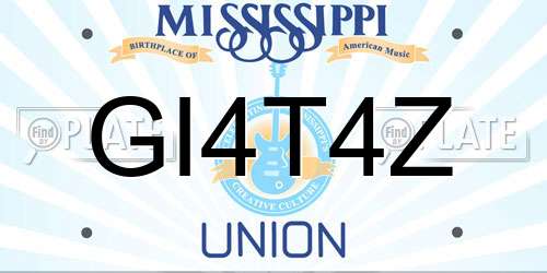 GI4T4Z Mississippi License Plate