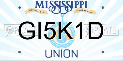 GI5K1D Mississippi License Plate
