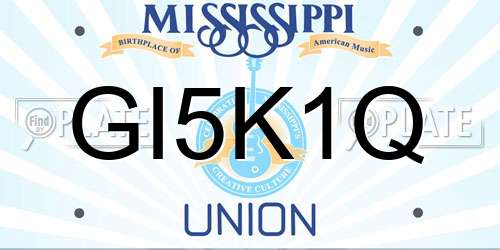 GI5K1Q Mississippi License Plate