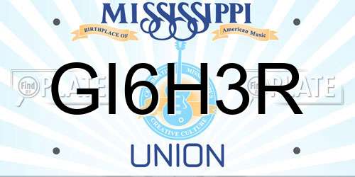 GI6H3R Mississippi License Plate