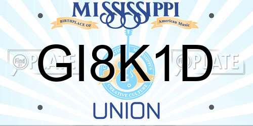 GI8K1D Mississippi License Plate