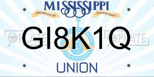 GI8K1Q Mississippi License Plate