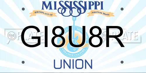 GI8U8R Mississippi License Plate
