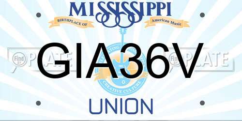 GIA36V Mississippi License Plate