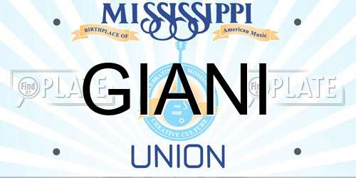 GIANI Mississippi License Plate