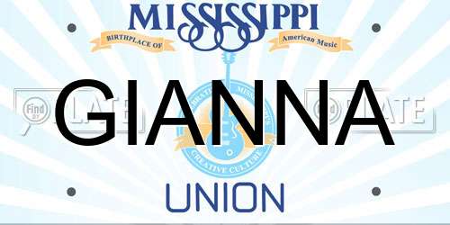 GIANNA Mississippi License Plate