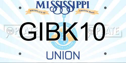 GIBK10 Mississippi License Plate