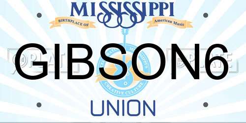 GIBSON6 Mississippi License Plate