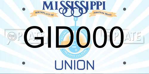 GID000 Mississippi License Plate