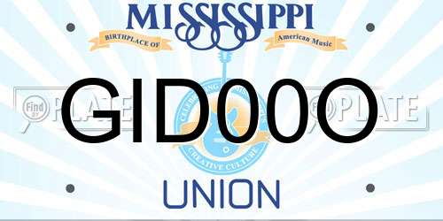 GID00O Mississippi License Plate