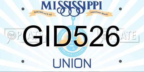 GID526 Mississippi License Plate