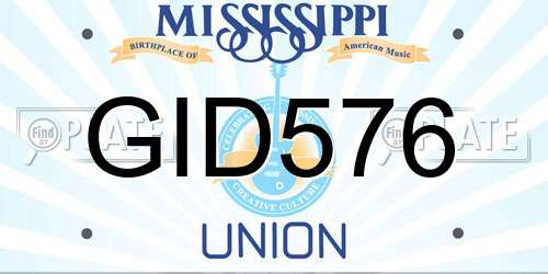 GID576 Mississippi License Plate