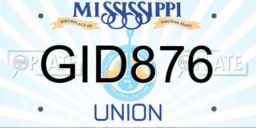 GID876 Mississippi License Plate