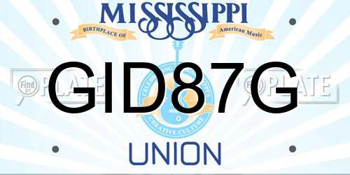 GID87G Mississippi License Plate