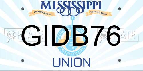 GIDB76 Mississippi License Plate