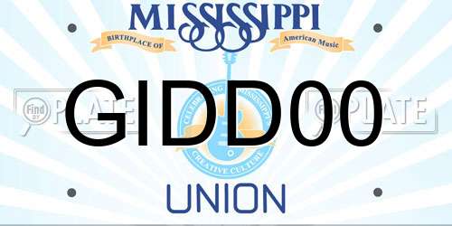 GIDD00 Mississippi License Plate