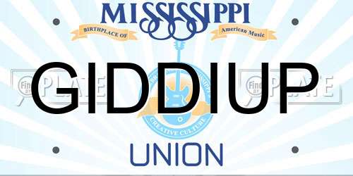 GIDDIUP Mississippi License Plate