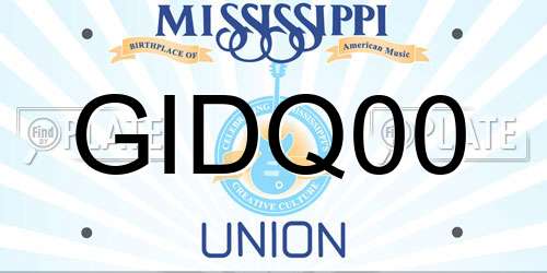GIDQ00 Mississippi License Plate