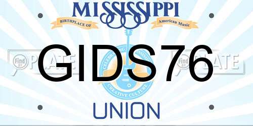 GIDS76 Mississippi License Plate
