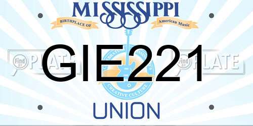 GIE221 Mississippi License Plate
