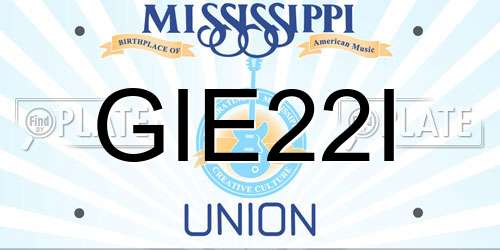 GIE22I Mississippi License Plate