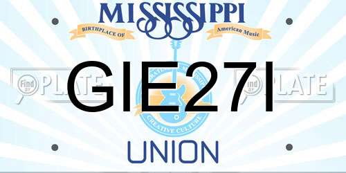 GIE27I Mississippi License Plate