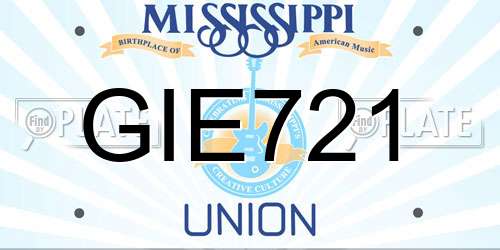 GIE721 Mississippi License Plate