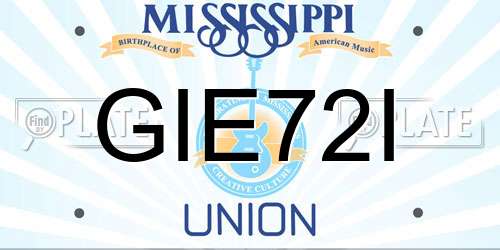 GIE72I Mississippi License Plate