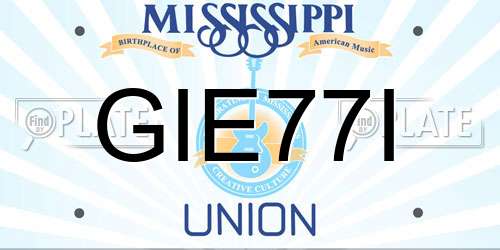 GIE77I Mississippi License Plate