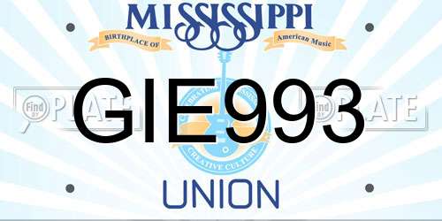 GIE993 Mississippi License Plate