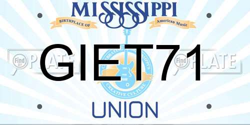GIET71 Mississippi License Plate