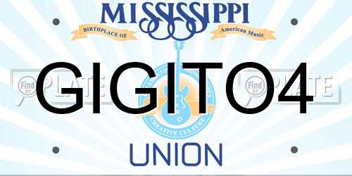 GIGITO4 Mississippi License Plate