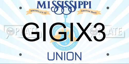 GIGIX3 Mississippi License Plate