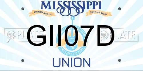 GII07D Mississippi License Plate