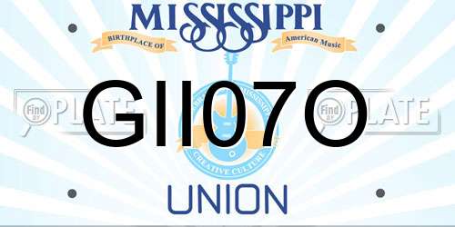 GII07O Mississippi License Plate