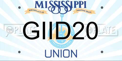 GIID20 Mississippi License Plate