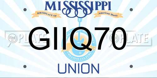 GIIQ70 Mississippi License Plate