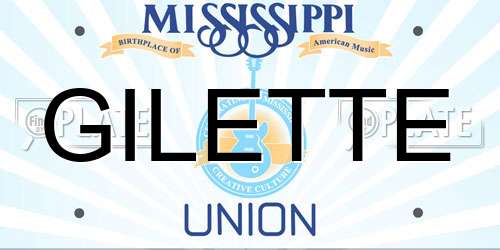 GILETTE Mississippi License Plate