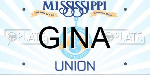 GINA Mississippi License Plate