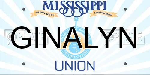 GINALYN Mississippi License Plate