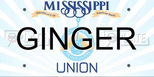GINGER Mississippi License Plate