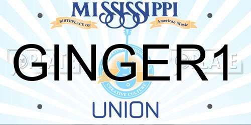 GINGER1 Mississippi License Plate
