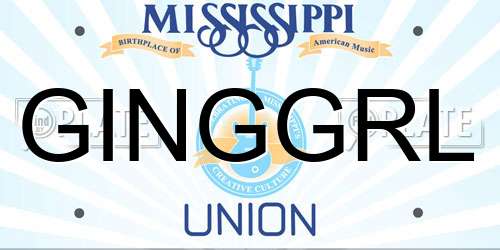 GINGGRL Mississippi License Plate