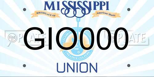 GIO000 Mississippi License Plate