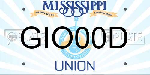 GIO00D Mississippi License Plate
