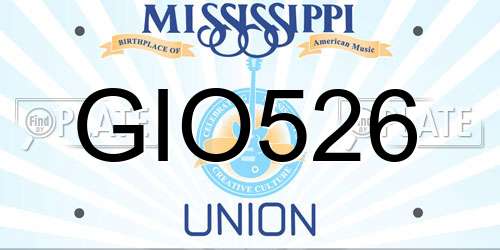 GIO526 Mississippi License Plate