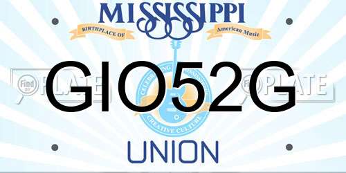 GIO52G Mississippi License Plate