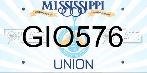 GIO576 Mississippi License Plate