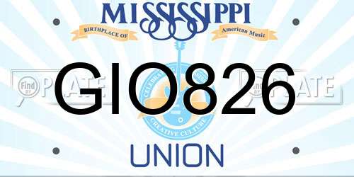 GIO826 Mississippi License Plate