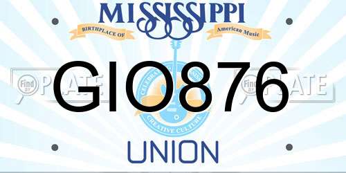 GIO876 Mississippi License Plate